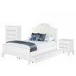 Bowery Hill Button Tufted Faux Leather 3-Piece Full Bedroom Set in White