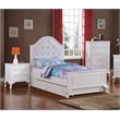 Bowery Hill Button Tufted Faux Leather 3-Piece Full Bedroom Set in White