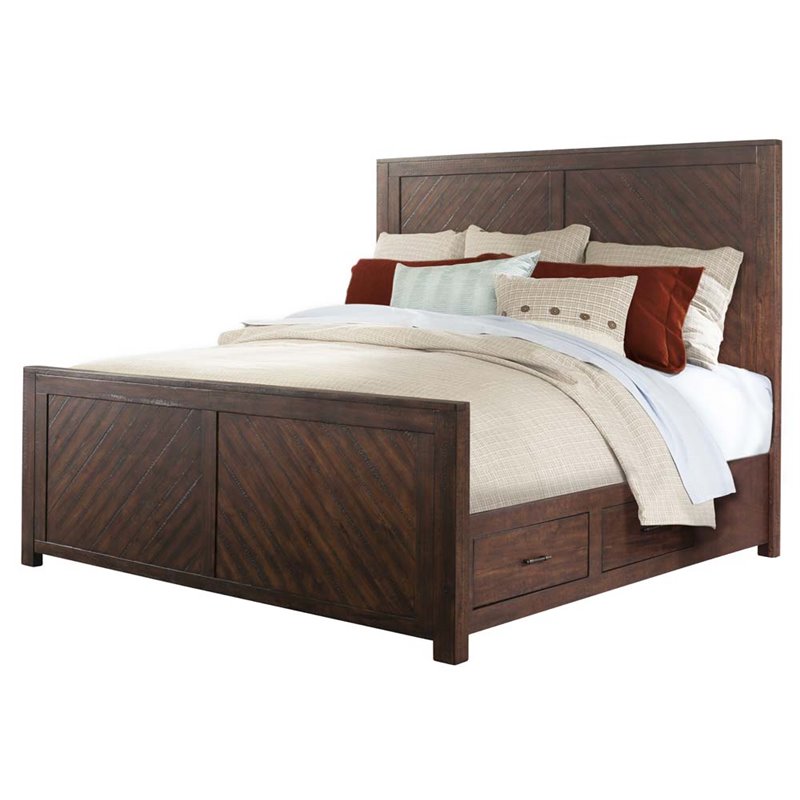 Bowery Hill Solid Wood 6-Piece Queen Storage Bedroom Set in Walnut Brown