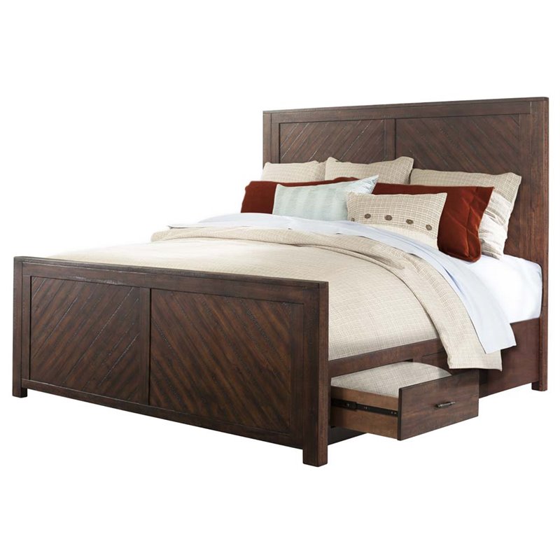 Bowery Hill Solid Wood 6-Piece Queen Storage Bedroom Set in Walnut Brown
