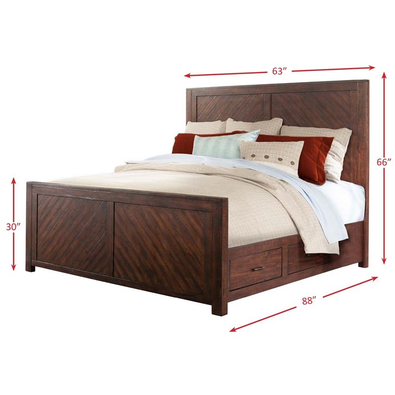 Bowery Hill Solid Wood 6-Piece Queen Storage Bedroom Set in Walnut Brown