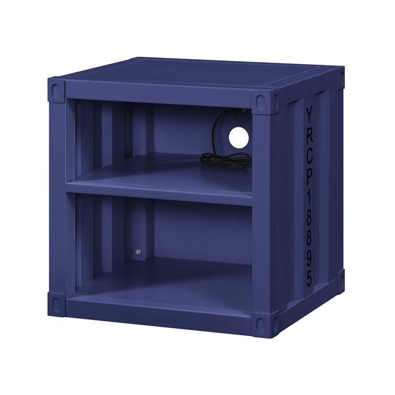 Bowery Hill Contemporary Nightstand with Open Storage in Blue