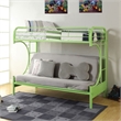 Bowery Hill Build-in Side Ladders Twin over Full Futon Metal Bunk Bed in Green