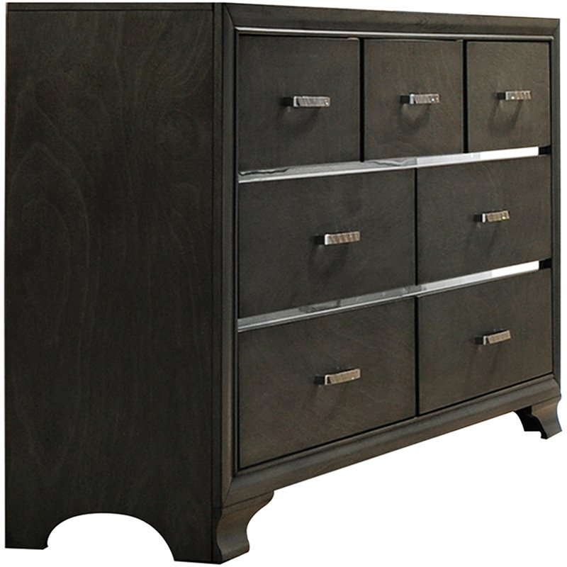 Bowery Hill Contemporary 7 Drawer Dresser in Gray