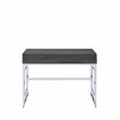 Bowery Hill Contemporary Vanity Desk with Flip Top Mirror in Chrome and Black