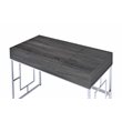 Bowery Hill Contemporary Vanity Desk with Flip Top Mirror in Chrome and Black