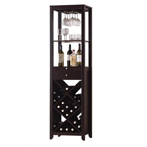 bowery hill contemporary wine cabinet with 1 drawer in espresso