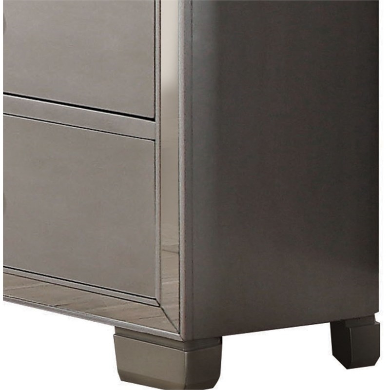 Bowery Hill Wood 7-Drawers Bedroom Dresser in Platinum Silver