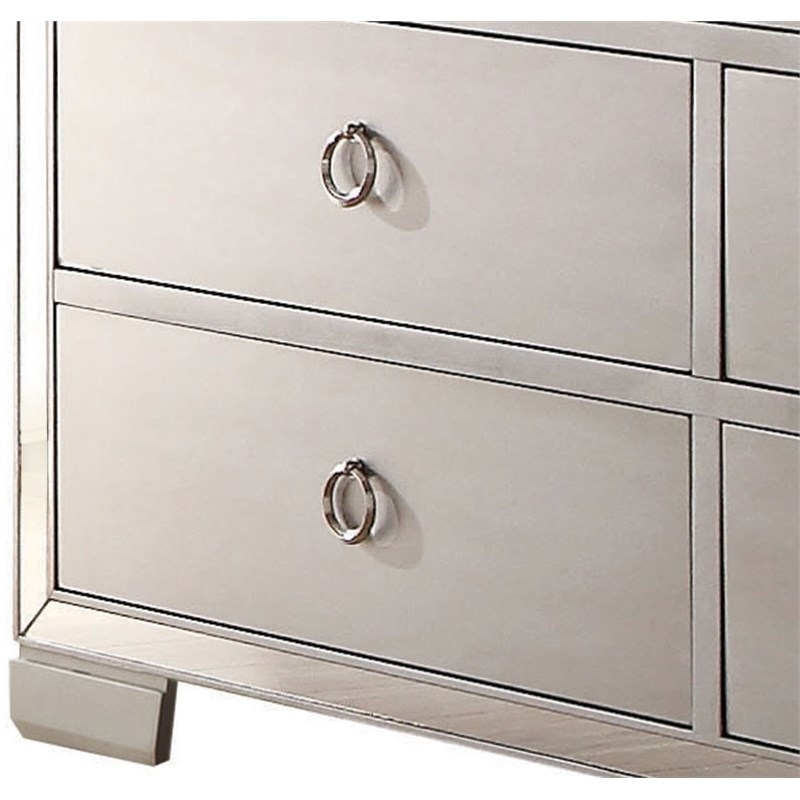 Bowery Hill Wood 7-Drawers Bedroom Dresser in Platinum Silver