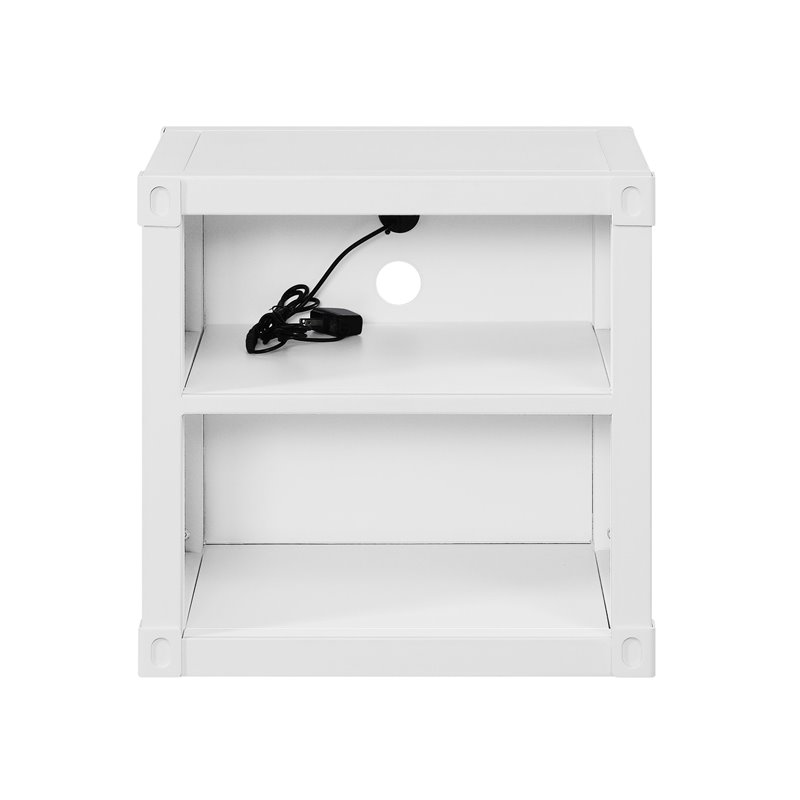 Bowery Hill Contemporary Nightstand with Open Storage in White