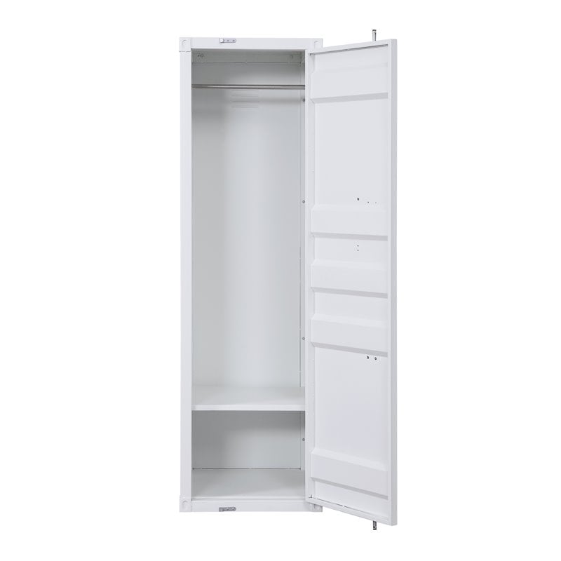 Bowery Hill Contemporary Metal Wardrobe Armoire with 1 Door in White