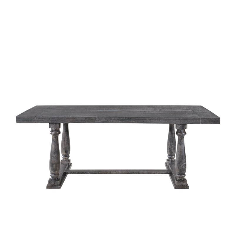 Bowery Hill Transitional Dining Table in Weathered Gray Oak