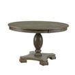 Bowery Hill Transitional Dining Table with Single Pedestal in Gray Oak