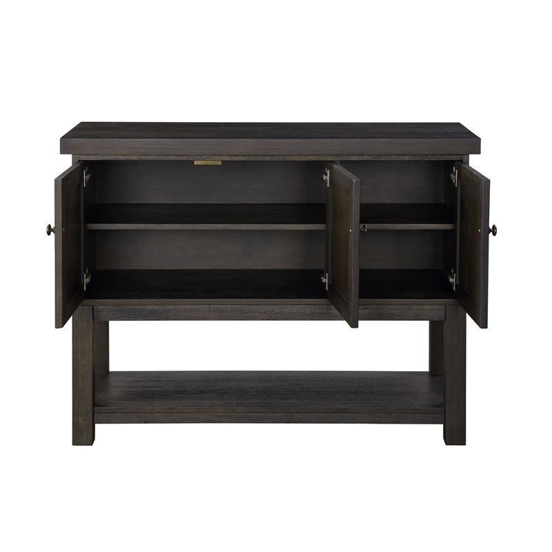 Bowery Hill Transitional Server with Open Storage in Distressed Walnut