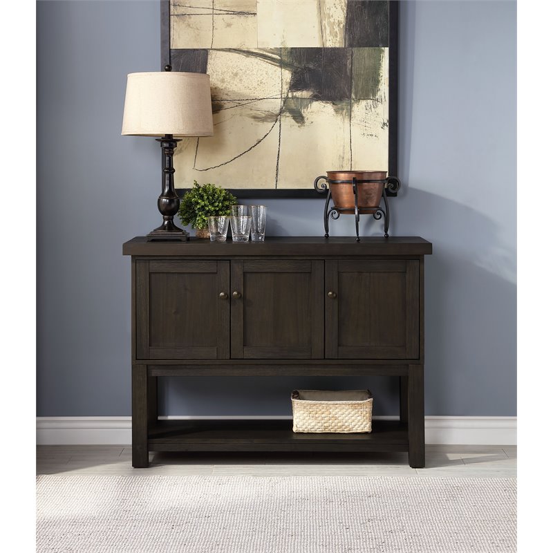 Bowery Hill Transitional Server with Open Storage in Distressed Walnut
