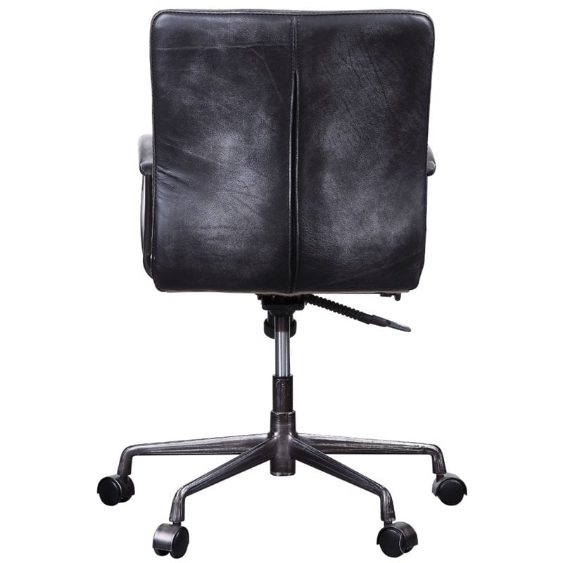 Bowery Hill Executive Office Chair in Black Top Grain Leather