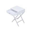 Bowery Hill 1 Drawer Modern Metal/Wood Side Table in White/Chrome