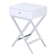 Bowery Hill 1 Drawer Modern Metal/Wood Side Table in White/Chrome