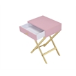 Bowery Hill 1 Drawer Modern Metal/Wood Side Table in Pink/Gold