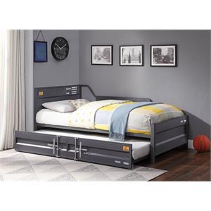 bowery hill modern twin metal daybed and trundle in gunmetal