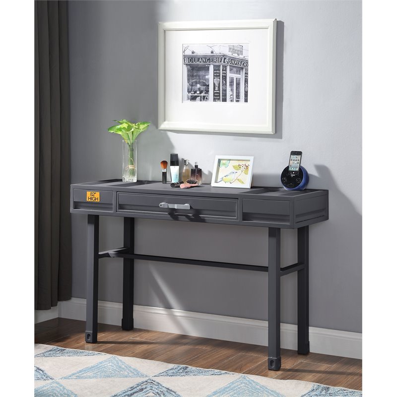 Bowery Hill Contemporary 1 Drawer Vanity Desk in Gunmetal