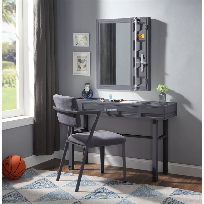 Bowery Hill Contemporary 1 Drawer Vanity Desk in Gunmetal