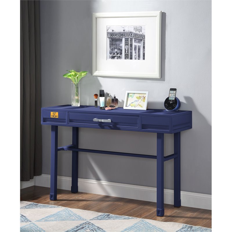 Bowery Hill Contemporary 1 Drawer Wood Vanity Desk in Blue