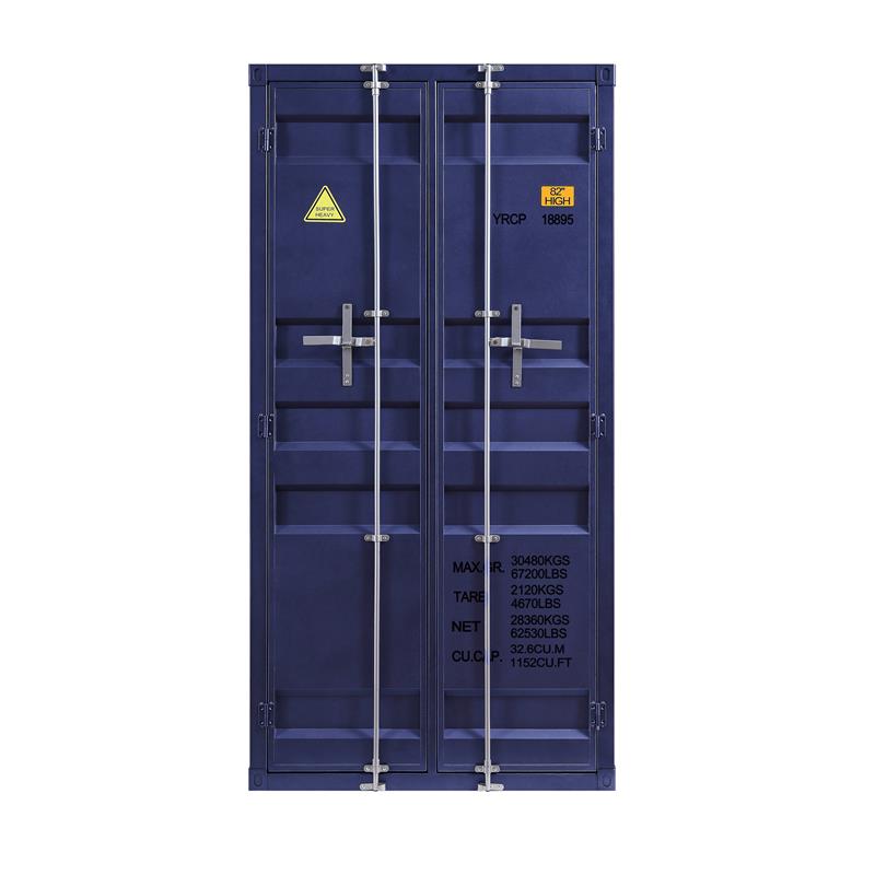 Bowery Hill Modern Double Door Wardrobe in Blue