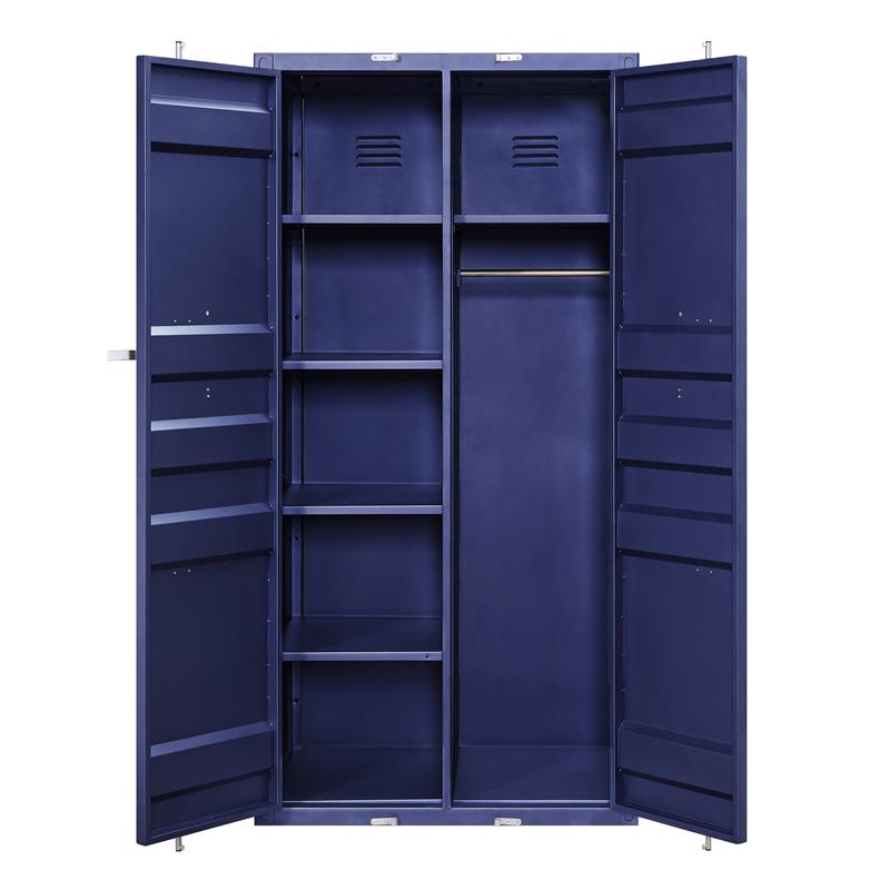 Bowery Hill Modern Double Door Wardrobe in Blue