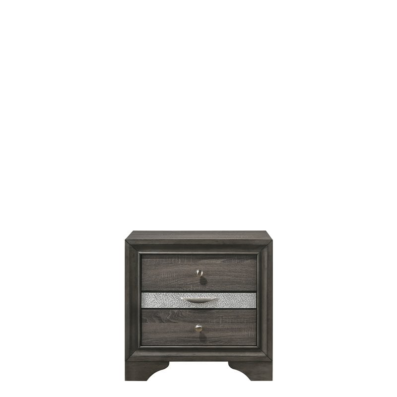 Bowery Hill Modern 3 Drawer Nightstand in Gray