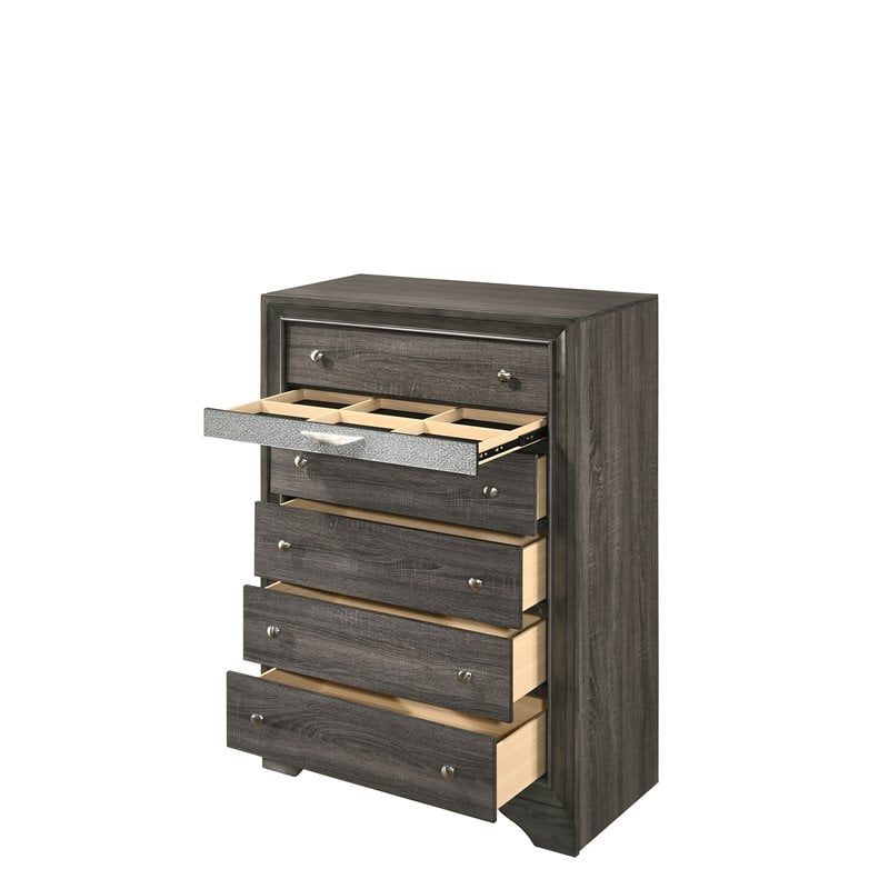 Bowery Hill Modern 6 Drawer Chest in Gray