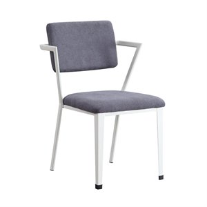 Bowery Hill Upholstered Dining Arm Chair in Gray and White (Set of 2)