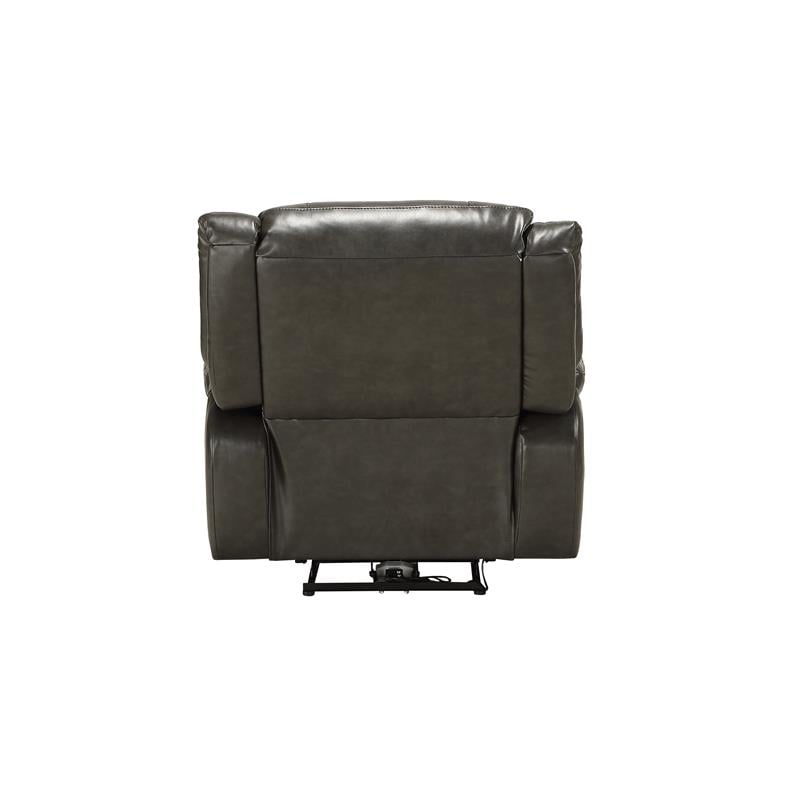 Bowery Hill Leather-Aire Power Motion Recliner with USB Dock in Gray