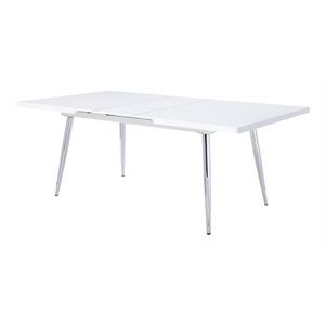 Bowery Hill Modern Dining Table in White High Gloss and Chrome
