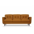 Bowery Hill Modern Tufted Leather Sofa in Caramel