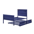 Bowery Hill Industrial Contemporary Twin Trundle with Caster Wheels in Blue