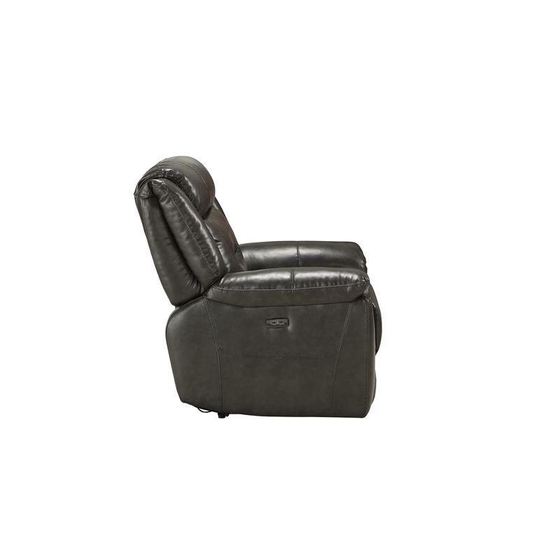 Bowery Hill Leather-Aire Power Motion Loveseat with USB Docks in Gray