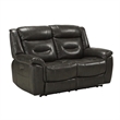 Bowery Hill Leather-Aire Power Motion Loveseat with USB Docks in Gray