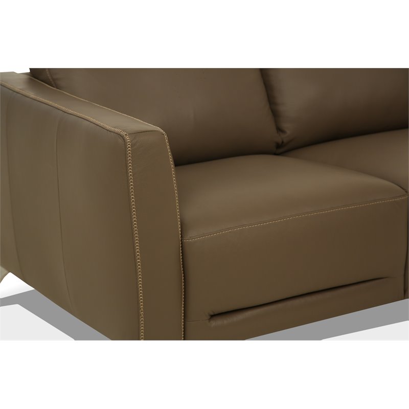 Bowery Hill Modern Leather Sofa with Chrome Legs in Espresso