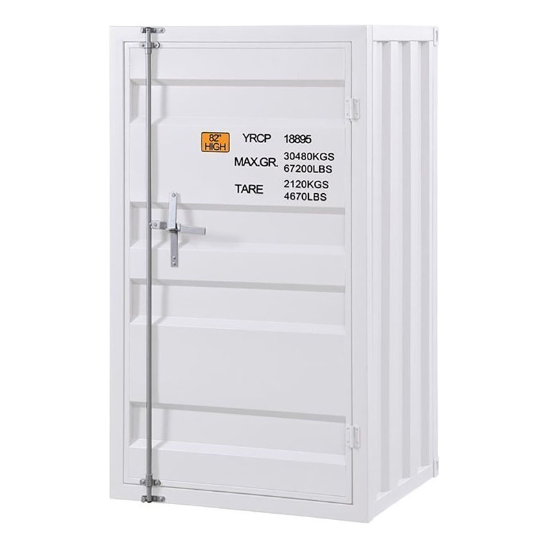 Bowery Hill Contemporary Metal Rectangular Chest with 1 Door in White