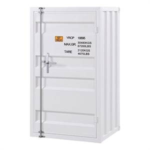 Bowery Hill Contemporary Metal Rectangular Chest with 1 Door in White