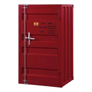 Bowery Hill Contemporary Metal Rectangular Chest with 1 Door in Red