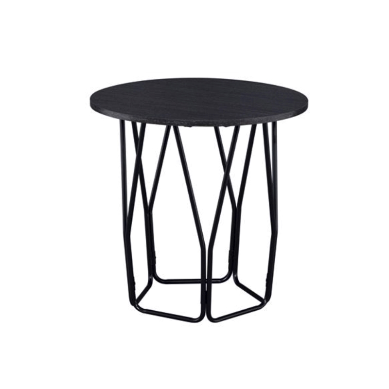 Bowery Hill Contemporary Round End Table in Black