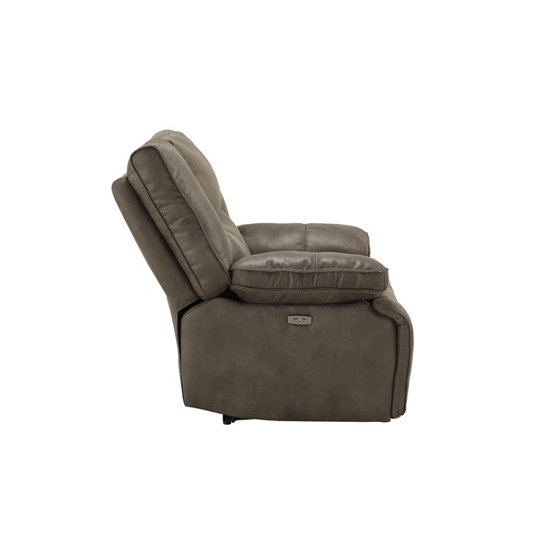 Bowery Hill Leather-Aire Power Reclining Sofa with USB Charging in Gray