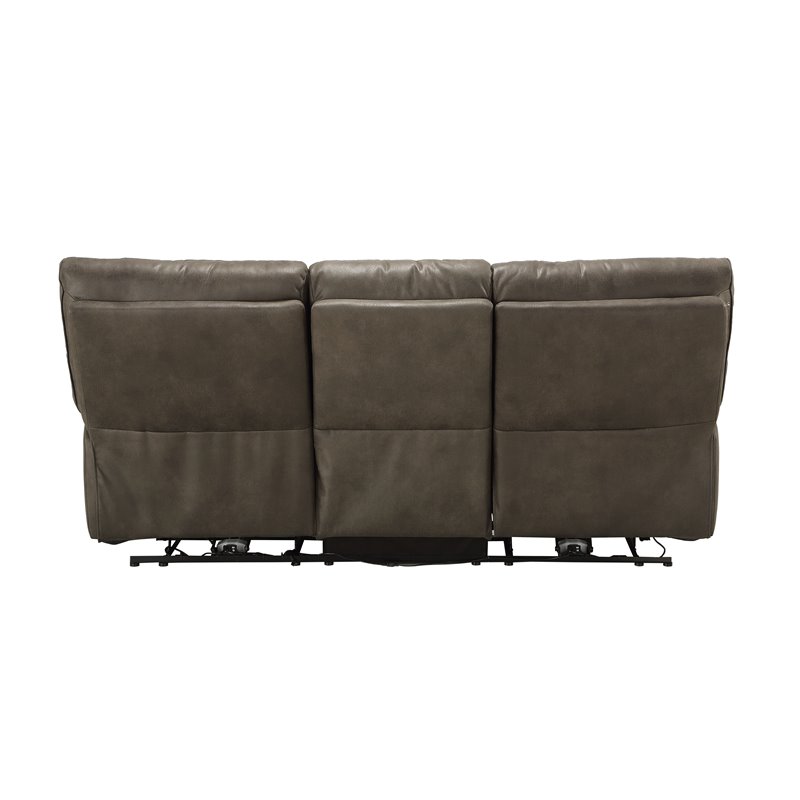 Bowery Hill Leather-Aire Power Reclining Sofa with USB Charging in Gray