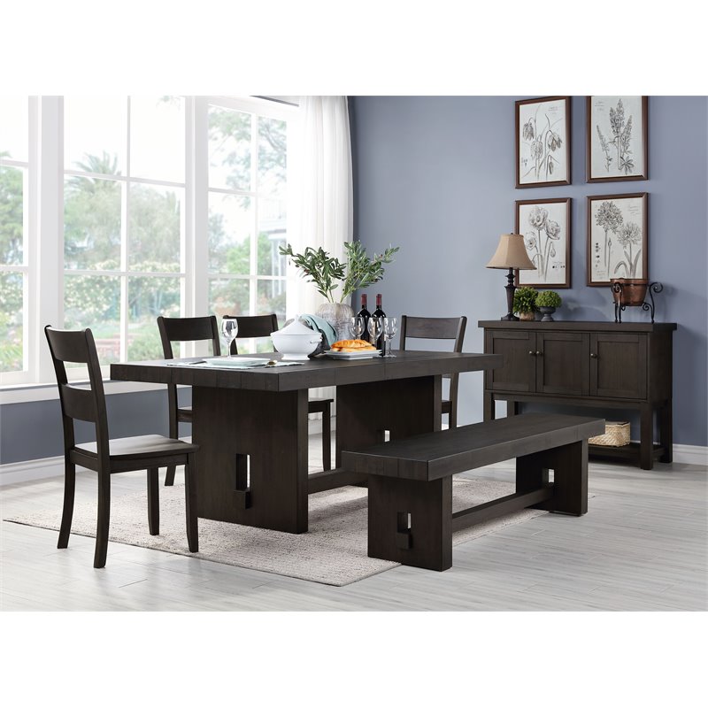 Bowery Hill Transitional Contemporary Dining Table in Distressed Walnut