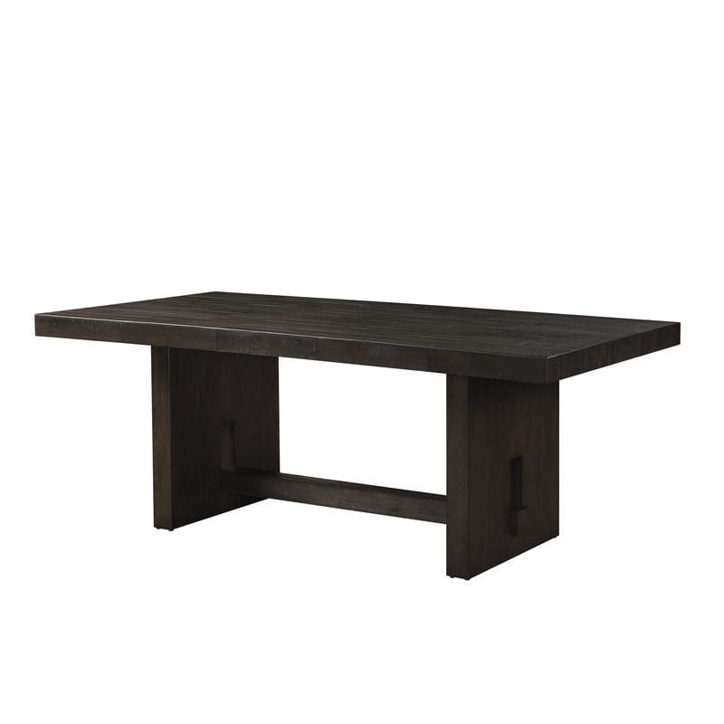 Bowery Hill Transitional Contemporary Dining Table in Distressed Walnut
