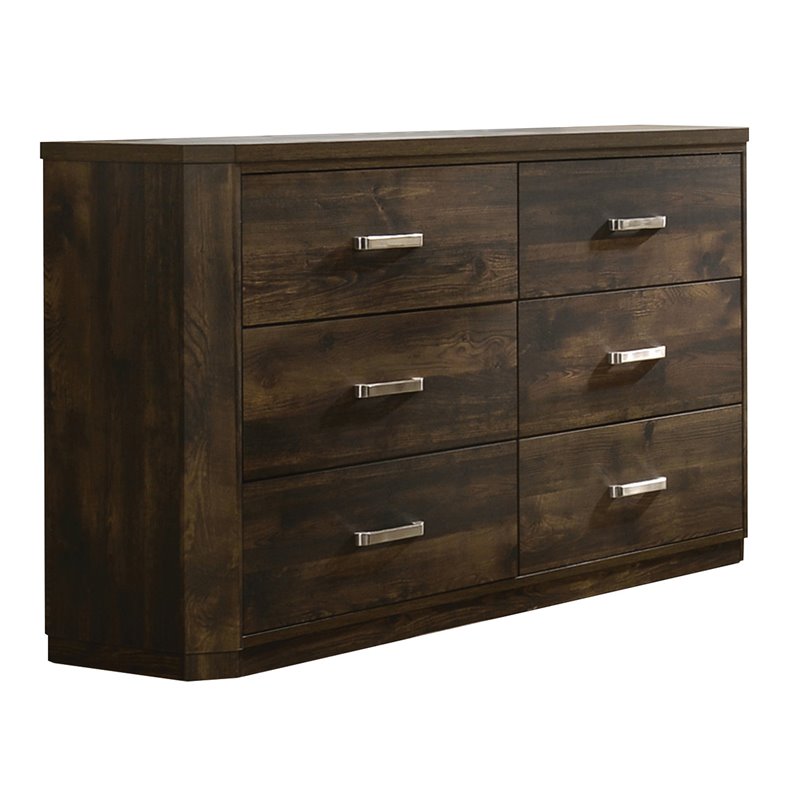 Bowery Hill Transitional 6 Drawer Dresser in Antique Walnut