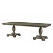 Bowery Hill Dining Table with Double Pedestal and Extension Leaf in Gray Oak