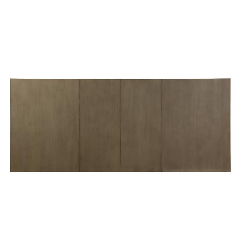 Bowery Hill Dining Table with Double Pedestal and Extension Leaf in Gray Oak